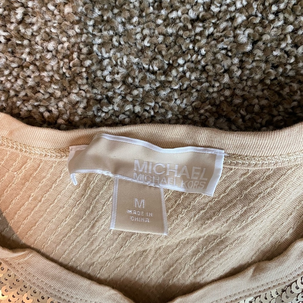 Michael Kors Matte Gold Sequin Tshirt SZ M